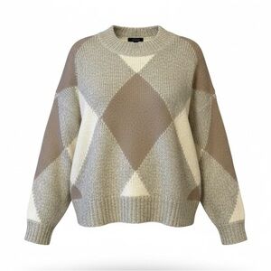 Ann Taylor Alpaca Wool Color Blocked Diamond Sweater large